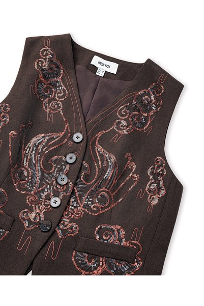 İpekyol Embroidered and Sequined Vest