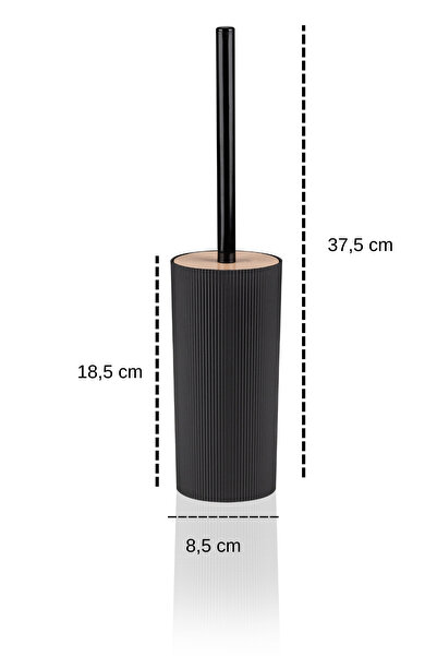 İndecor Houseware Liza 2'li Banyo Seti - Çöp Kovası WC Fırçası Modern Tasarım - Siyah