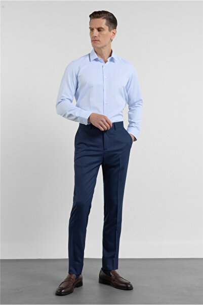 İmza Buzunar lateral bleumarin slim fit elastic Pantaloni clasici 1003255175