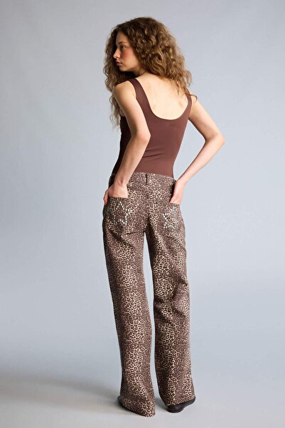 DeFacto Pantaloni cu picior larg și talie normală gabardină H1860AX26SM