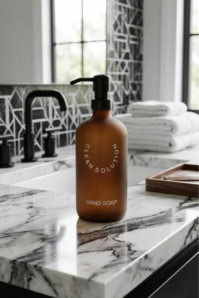 Atbyhome Amber Glass Liquid Soap Dispenser 500 ml