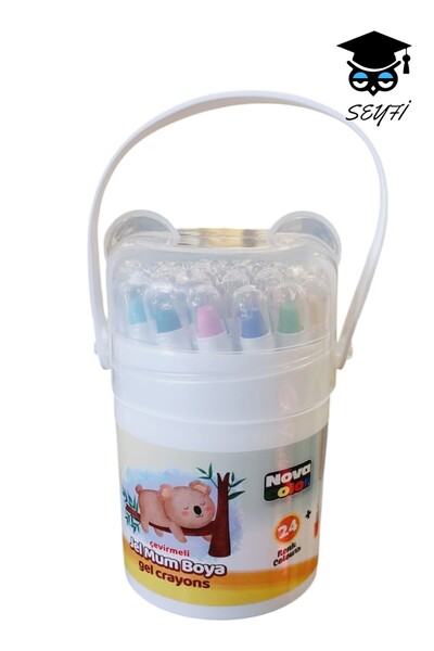 SEYFİKİRTASİYE 24 renk çevirmeli jel mum boya nova color plastik çantalı