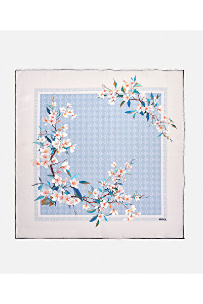 İpekyol Çiçek ve monogram baskılı ipek eşarp