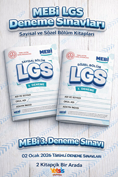 Yetsis Yayınları LGS Deneme Sınavları MEBİ 3. Deneme Sayısal ve Sözel Denemel...