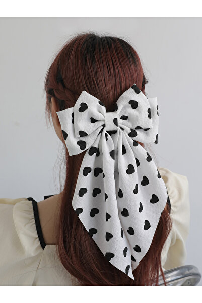 Take Two By Styli Heart Print Bow Hair Clip