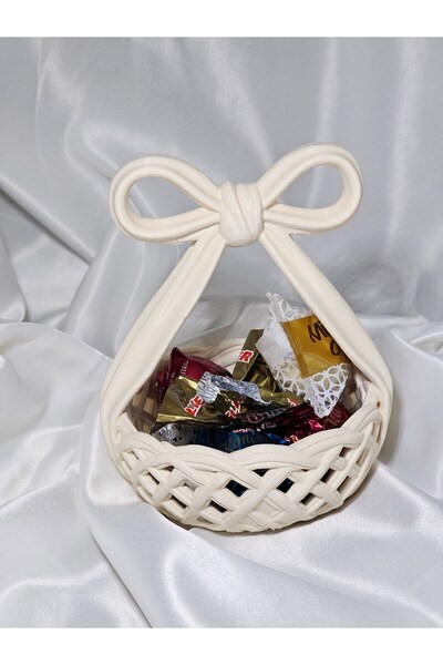 Store Fiyonklu bayram şekerliği dekoratif sepet