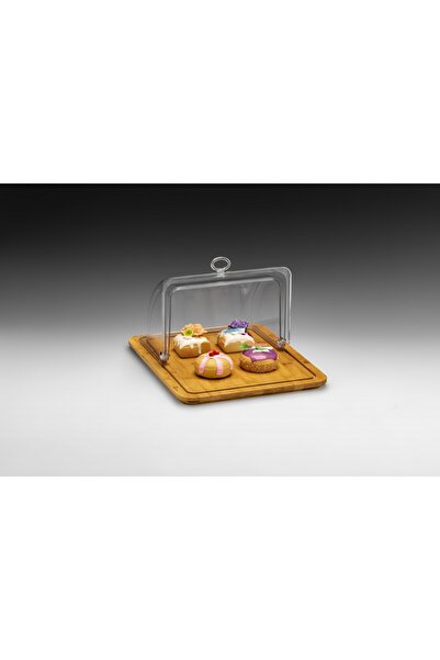 Zicco صينية عرض خشبية مربعة الشكل مع غطاء قابل للطي