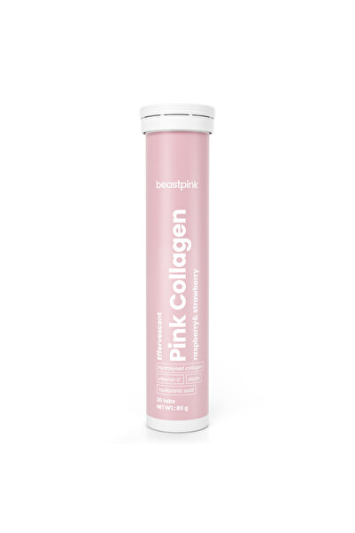 GymBeam Colagen roz efervescent, 20 de comprimate, căpșuni și zmeură