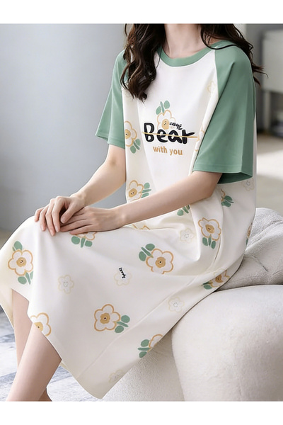 Take Two By Styli Floral Print Short Sleeve Nightdress