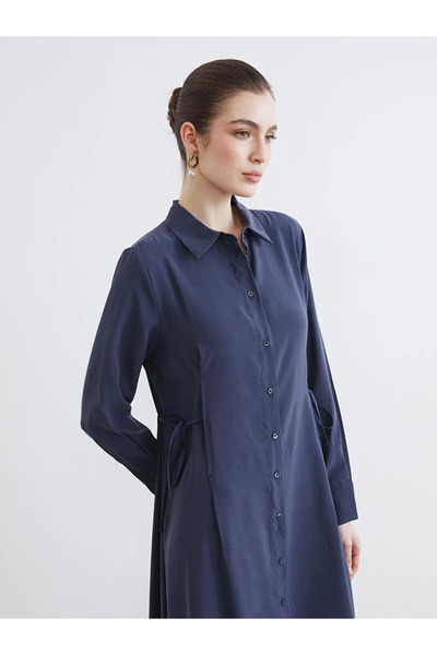 LC Waikiki Gray Tie-Waist Modal Blend Shirt Dress