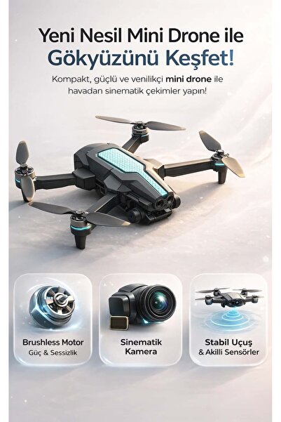 FaroxTech Fırçasız Motorlu Sinematik Mini Drone - Uzaktan Ayarlanabilir Kameralı