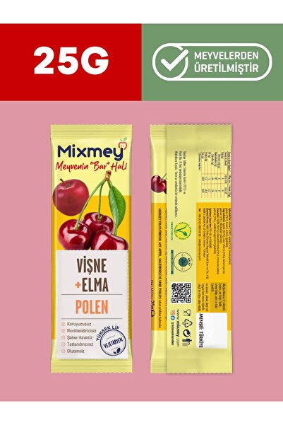 mixmey Polen & Propolis Karışık Meyve Paketi | Sağlıklı Atıştırmalıklar – (25GR x 50 ADET)