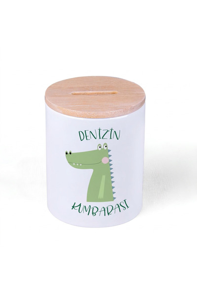 LIWOGY Kişiye Özel İsim Baskılı Dinozor Desenli Kumbara / Çocuk Odası Dekorat...