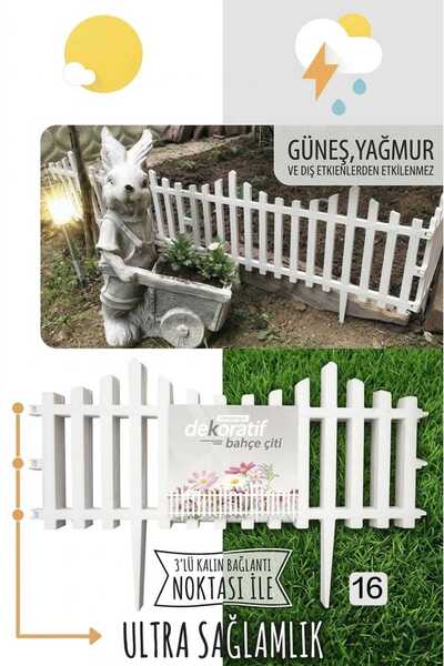 Morpanya Grass Beyaz Plastik Çit Çiçek Çiti Peyzaj Koruma Panel Çit Evcil Hay...
