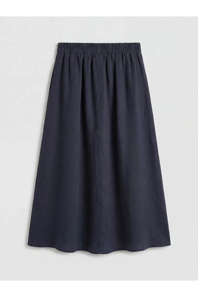 LC Waikiki Μπλε ναυτικό φούστα με ελαστική μέση και υφή, με φαρδιά γραμμή