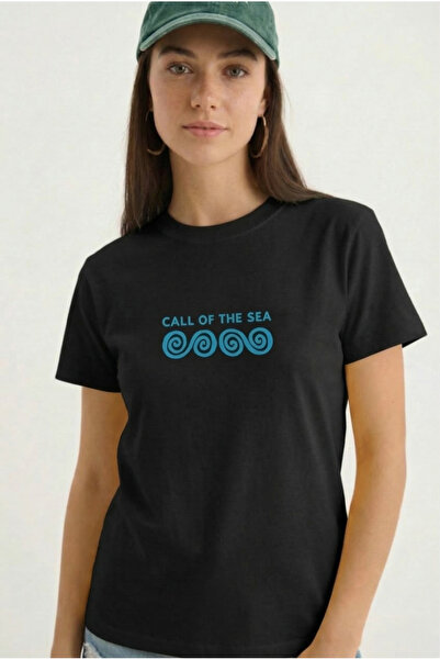BUWOM Γυναικείο μπλουζάκι με στάμπα Call of The Sea και λαιμόκοψη ποδηλάτου