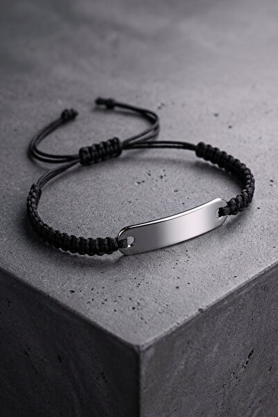 OSMANLI GÜMÜŞ Spotify Women's Men's Silver Gray Color Metal Drawstring Bracelet