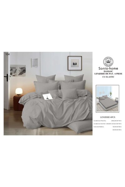 Sonia-home Damask Duvet Cover Set , 100% Cotton, 6 pieces, Solid Color, Stret...