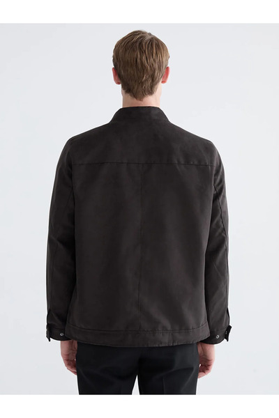 LC Waikiki Brown Standard Fit Stand Collar Suede Men's Coat