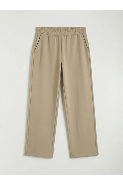 LC Waikiki Beige Wide Leg Women's Sweatpants with Elastic Waist