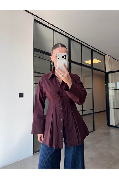 BB Bensu Buyruk Bluză cu mâneci și volane, culoare prune.