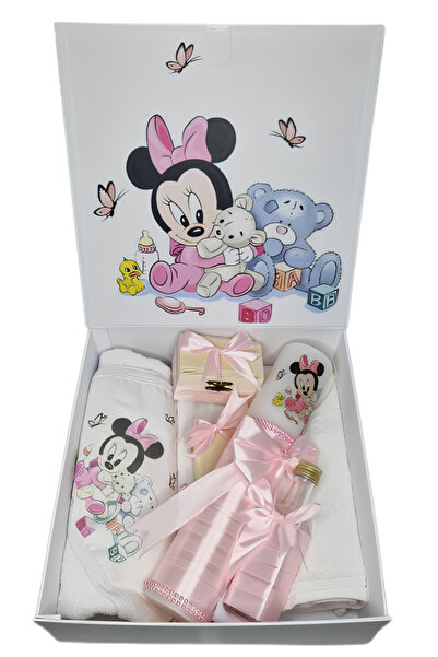 Inovius Baptism Set, 9 Embroidered Pieces, Minnie Mouse Pattern - BTC3