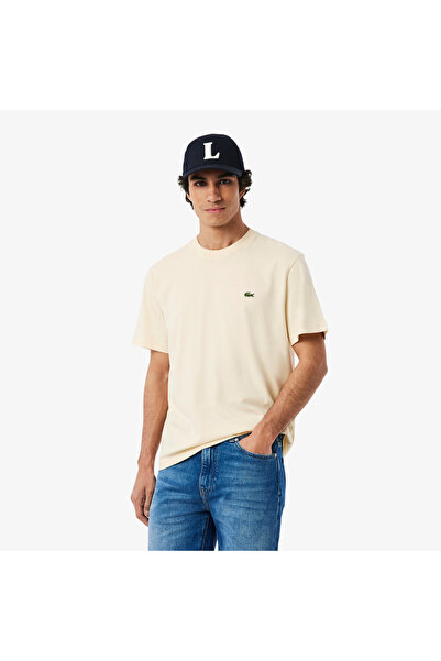 Lacoste Erkek Classic Fit Bisiklet Yaka Bej T-Shirt