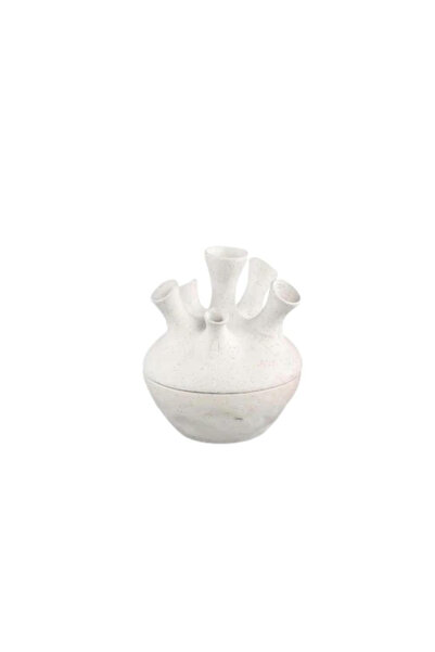 PTMD Coral white ceramic vase, 20cm