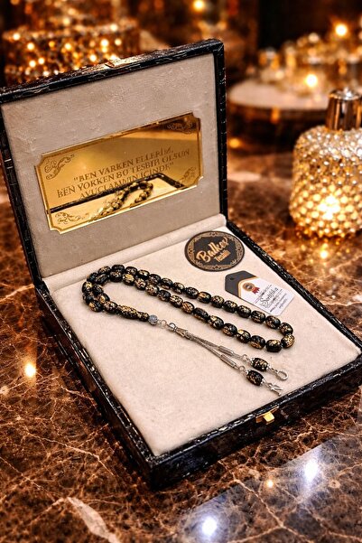 ANP MODA TASARIM Özel Yazılı. Özel Kutulu 24k Altın Parçacıklı Tesbih Erkek H...