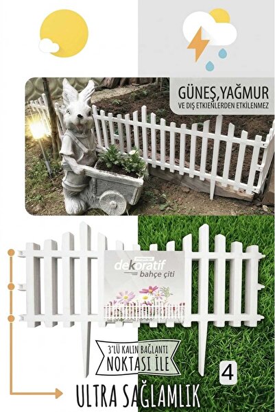 Morpanya Grass Beyaz Plastik Çit Çiçek Çiti Peyzaj Koruma Panel Çit Evcil Hay...
