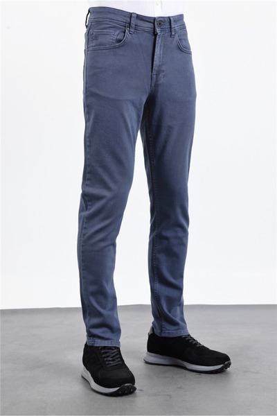 İmza Indigo Blue P Cotton U 5 Pocket Straight Leg S Slim Fit Casual D Denim T...