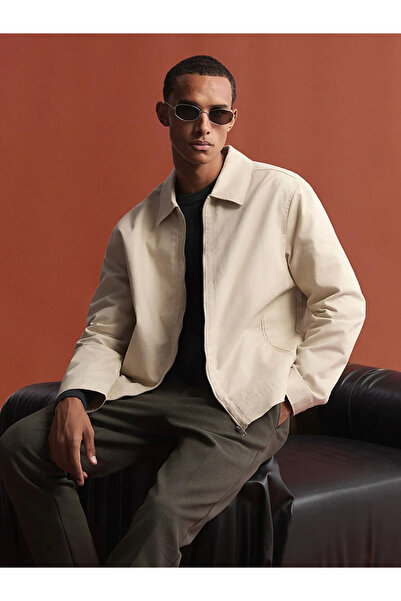 LC Waikiki Ecru Comfortable Fit Gabardine Men's Jacket