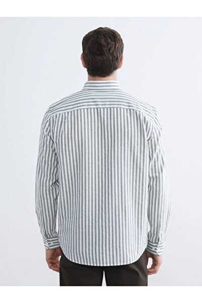 LC Waikiki Petrol Regular Fit Striped Men's Oxford Shirt