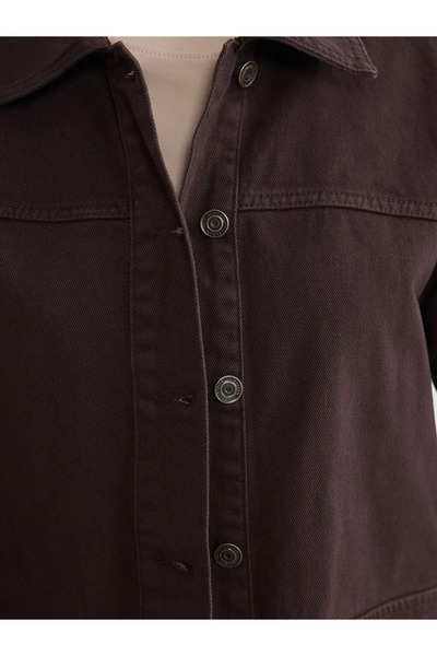 LC Waikiki Anthracite Shirt Collar Women's Jacket