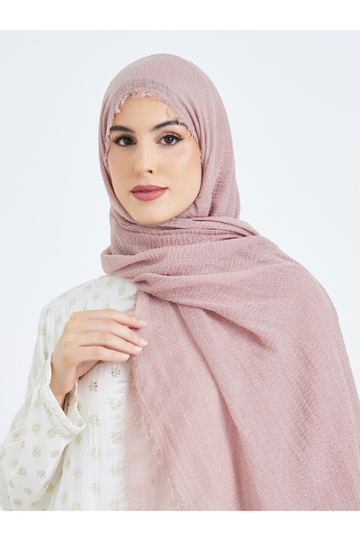 Amirah By Styli Light Pink Raw Edge Textured Hijab