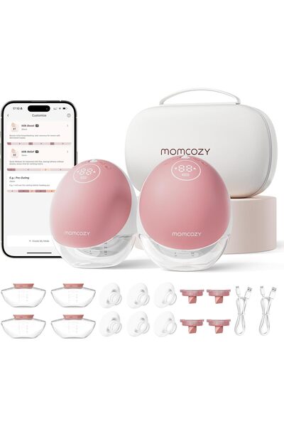 Momcozy مضخة الثدي M9، عبوتان، لون أحمر دافئ
