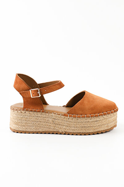 Tuna Genuine Suede Leather Tan Women's Sandals - Rgn291