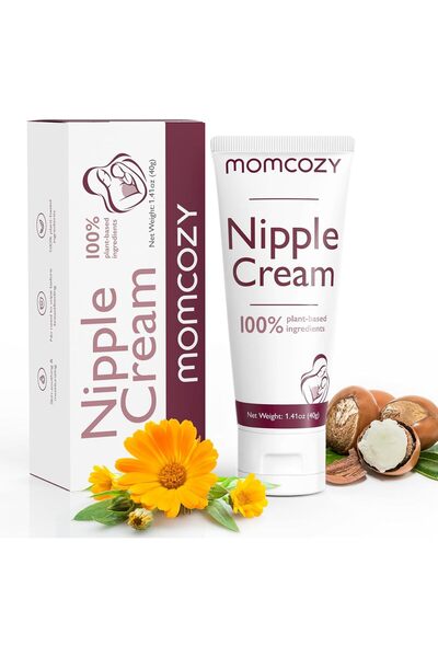Momcozy كريم آمن للرضاعة الطبيعية، مكونات نباتية، بلسم خالٍ من اللانولين، كري...