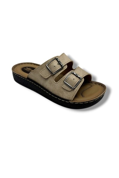 Leman 8617-26 Шкіряні анатомічні жіночі капці з подвійним ремінцем