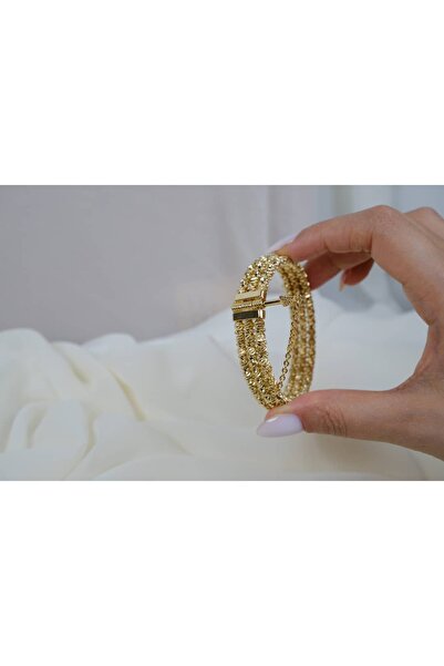 ATELİER TUĞBA KLPÇ045 مشبك ذهبي سميك ذو ملمس بارز قيراط (قابل للتعديل)