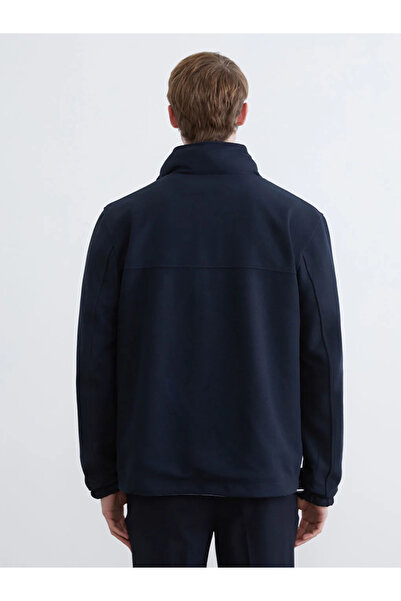 LC Waikiki Μπλε ανδρικό παλτό με φερμουάρ με κουκούλα Regular Fit