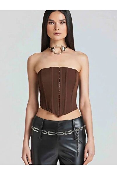 Cool & Sexy Corset elegant pentru femei cu crop rânduri de nasturi și fără br...