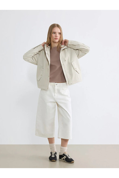 LC Waikiki Beige Hooded Oversize Women's Jacket