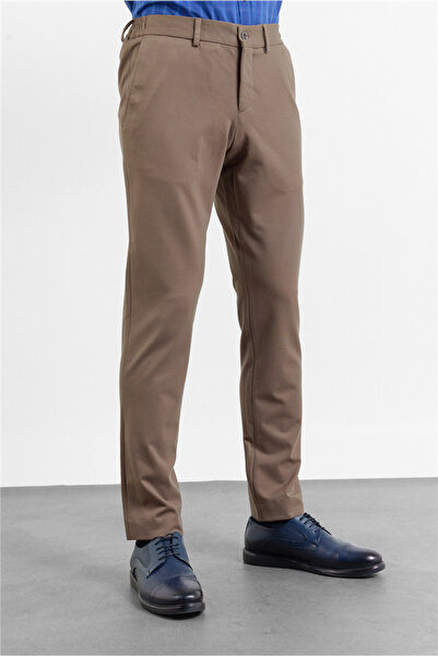 İmza Brown Side Pocket Knitted Slim Fit Stretchy Jogger Pants Trousers 100326...
