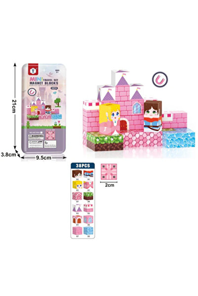 sallma Blocuri de construcție magnetice, 38 de piese, compatibile cu Minecraf...