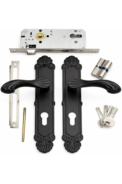 Generic Door Handle Set with Lock, Black, Decorative Lever Handles with Keys
