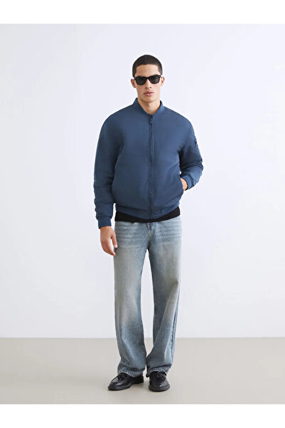 LC Waikiki Navy Blue Standard Fit College Collar Men's Coat