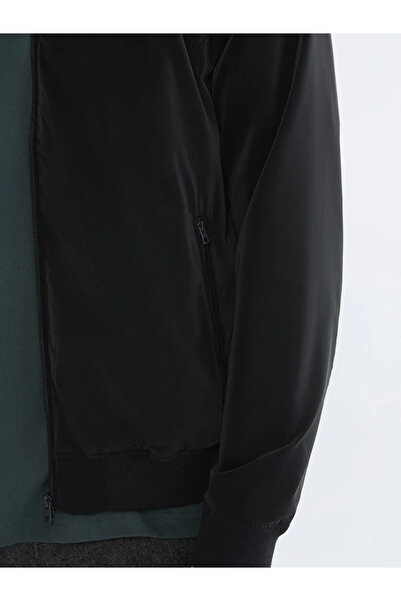 LC Waikiki Black Standard Mold College Collar Men's Bomber Jacket