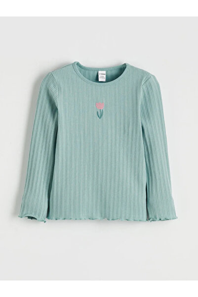 LC Waikiki Bluză pentru fete cu broderie lalele verzi