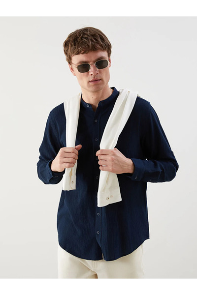 LC Waikiki Cămașă pentru bărbați, albastru marin, croială regulară, cu guler ...